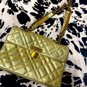 Kurt Geiger Brixton Gold Quilted Chain Shoulder Bag